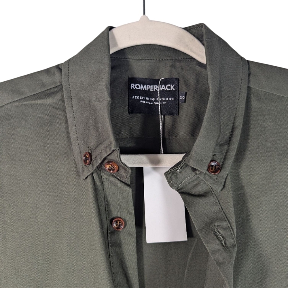 NWT RomperJack Men’s Olive Green Romper Jumpsuit Shortsleeve Festival Outfit S - Picture 8 of 12